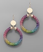 Multi-Color Rhinestone Circle Earrings