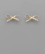  Ribbon Knotted Brass Earrings