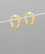  CZ Textured & Crystal Beaded Hoops