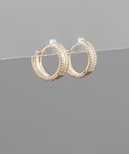  4 Row Half CZ Huggie Hoops