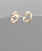  CZ Twisted Brass Huggie Hoops 