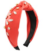  Jeweled Faux Leather Knotted Headband