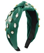  Jeweled Faux Leather Knotted Headband