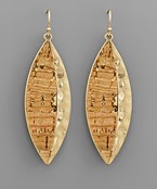  Cork Pattern & Hammered Marquise Earrings
