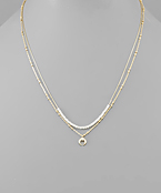  CZ Tusk & Bead Layer Necklace