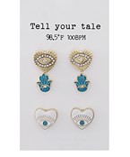  Epoxy Evil Eye & Hamsa Earrings Set