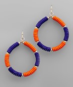 College Color Bead Circle Earrings