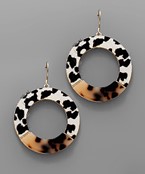  Leopard Print & Tortoise Circle Earrings