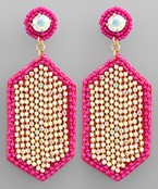  Hexagon Crystal & Bead Earrings