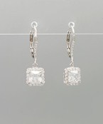  CZ Square Dangle Earrings