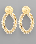  Oval Pearl & Crystal Earrings