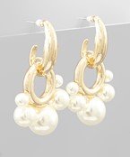  5 Pearl Ball Circle Earrings