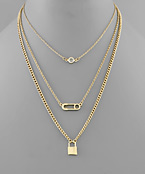  Lock & Safety Pin Necklace Set