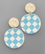  Calf Checkered Round Earrings