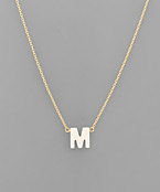 Shell Initial Brass Necklace