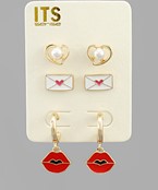  Love Lip Earrings Set