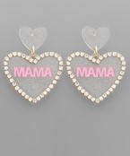  MAMA Stone Deco Heart Earrings
