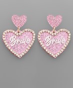  BRIDE Stone Deco Heart Earrings