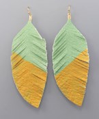  Two Tone Leather Feather Earrings
