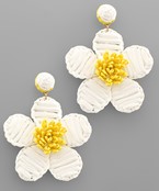  Raffia Wrapped Flower Earrings