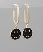 Smile Face Dangle Oval Hoops