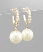  18mm Pearl Dangle & Crystal Earrings