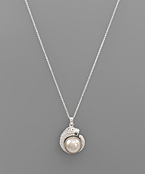  Pearl & CZ Circle Necklace