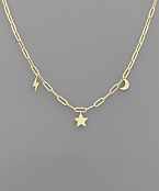  Star Moon Lightning Chain Necklace