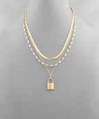  Lock Charm Bead Layer Necklace