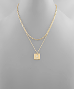  Crystal Initial Square Necklace Set