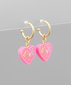  LOVE Heart Dangle Hoops