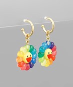  Flower Face Dangle Hoops
