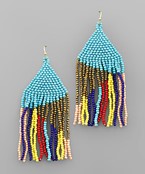  Beads Tassel Triangle Earrings