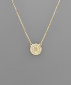  Crystal Disk Initial Necklace