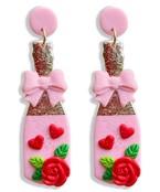  Heart & Rose Clay Bottle Earrings