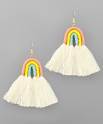  Thread Rainbow & Long Tassel Earrings