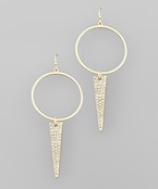  Triangle Pave Stone Circle Earrings