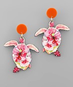  Turtle Flower Print Earrings