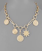  Multi Coin Charm Chain Necklace