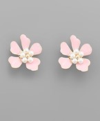  Epoxy Flower & 5 Pearl Earrings 