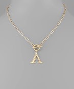  Textured Initial Toggle Necklace