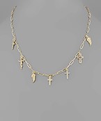  Cross & Wing Charm Chain Necklace