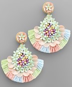  Flower Raffia Fan Earrings