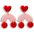  Disk Dangle Arch Heart Earrings