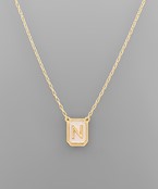  Mother of Pearl Tag Initial Necklace