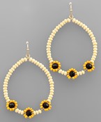  Beaded Sunflower Circle Earrings