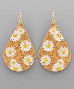  Multi Flower Printed Cork Earrings