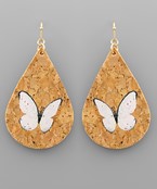  Butterfly Printed Cork Earrings