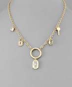 Key & Lock Multi Charm Necklace