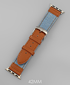 42mm Denim & Leather Smartwatch Band